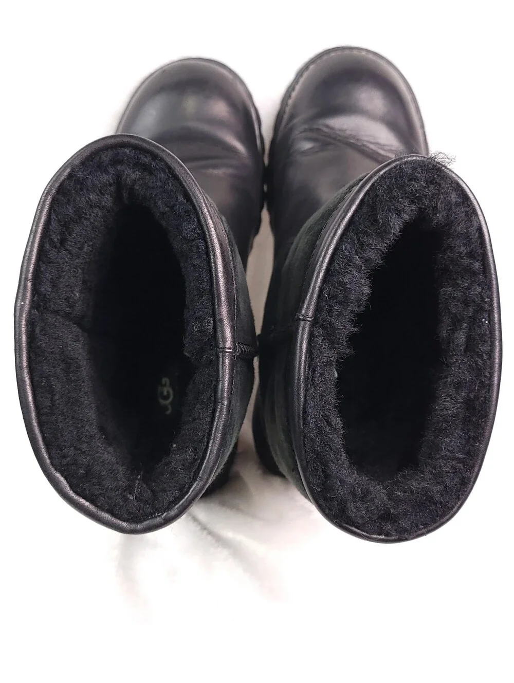 UGG Brooks 5381 Black 8 Leather & Suede Mid Calf Short Winter Boots VTG